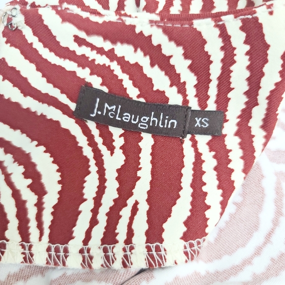 J. McLaughlin Ruched Waist A-Line Brown and Cream Zebra Print Dress - Picture 6 of 7